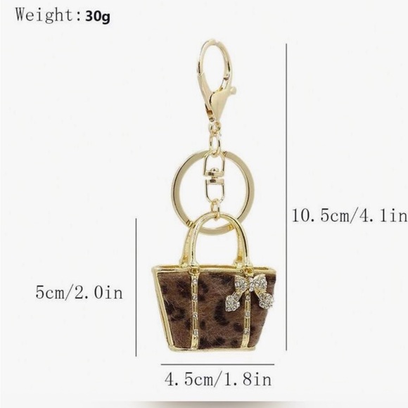 Leopard Faux Skin Gold Accent Women's Bag Charm - Picture 5 of 8